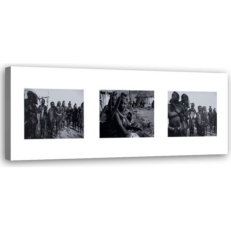 Tableau sur toile Afrique Personnes Noir & Blanc 90x30 (1/5)
