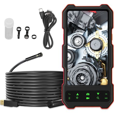 Endoscope industriel avec écran IPS de 4,5 pouces, étanche IP67, caméra d'inspection à deux objectifs et batterie (1/5)