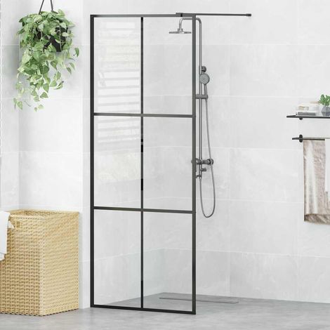 Paroi de douche avec verre ESG transparent 80x195 cm Noir (1/5)