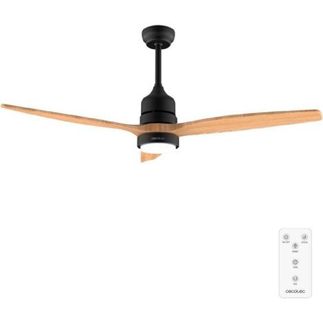 Cecotec Ventilador de Techo con Luz y Mando a Distancia de 52" EnergySilence Aero 5230 Black&LightWood. Motor DC 40W, 3 Aspas