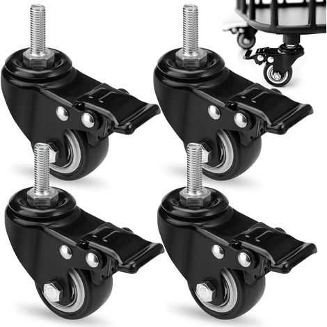 4 Pièces Roulettes Pivotantes Tige Fileté M8 X 25 mm (1/5)