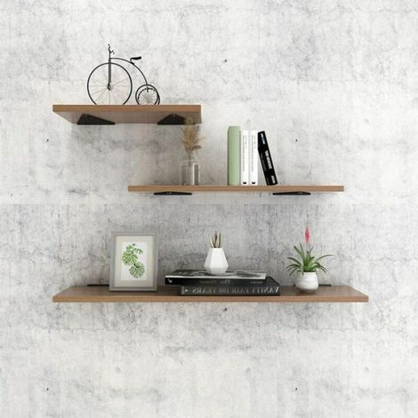 Support Étagère Triangle - Acier Carbone - 17x13 cm - Noir - Pour Décoration Murale Intérieure - 2 Pièces (1/4)