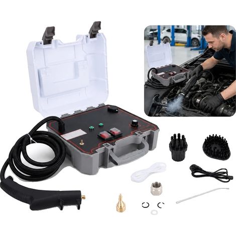Limpiador a vapor portátil, presión de 3,5 bares, potencia de 1400 W, diseño portátil, apto para múltiples superficies, dimensiones compactas. (1/5)