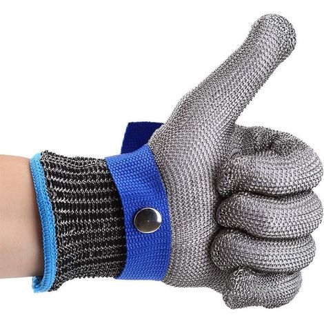 Gants anti-coupure niveau 5 – Protection en acier inoxydable 316L – Conçus pour travaux industriels, pêche et cuisine – Taille S (1/5)