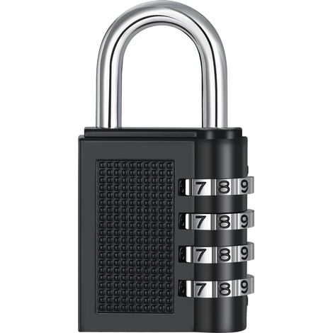 Cadenas à 4 chiffres pour armoires, cadenas à combinaison résistant aux intempéries pour une utilisation extérieure sur clôtures et boîtes à outils (1 paquet, noir)