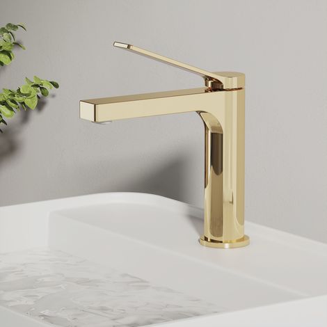 EMKE Wasserhahn Waschbeckenarmaturen 195 x 173 x 46 mm Champagnergold Mischbatterie Küchenarmatur mit Luftsprudler Waschtischarmatur