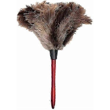 Brosse à plumeau de luxe en plumes d'autruche avec manche en bois - Outil de nettoyage antistatique efficace pour le lit (1/4)