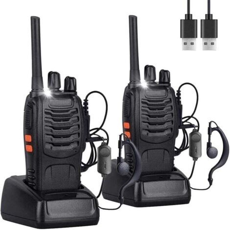 2PCS Talkie Walkie Rechargeable Longue portée 16CH Talkies-Walkies Radios PMR Professionnelle Portée 1-3 km,pour Survie sur Le Terrain Camping,Randonnées (1/5)