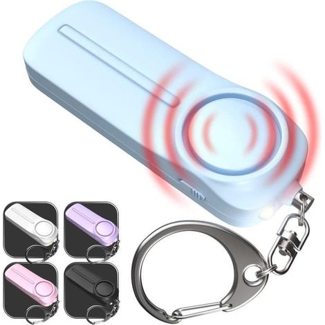 alarme de sécurité personnelle et d'autodéfense 130 dB avec lumière LED bleu clair pour femmes et enfants - alarme anti-agression (1/5)