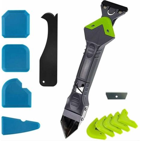 Silikonfugenglätter, neuer verbesserter Winkelschaber zum Abdichten von Glaskleber, Silikondichtmittel-Finishing-Werkzeug, Fugenschaber, 11-teiliges Set (1/4)