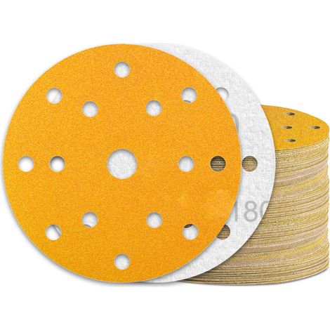 60 Disques Abrasifs 150mm Grain 180 - 15 Trous pour Ponceuse Excentrique (1/5)