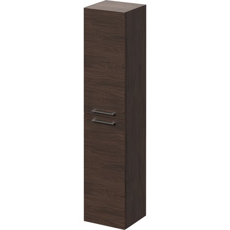 Napoli Brown Oak 350mm x 1600mm Wall Mounted 2 Door Storage Unit - 350mm - Chrome 160mm Handle