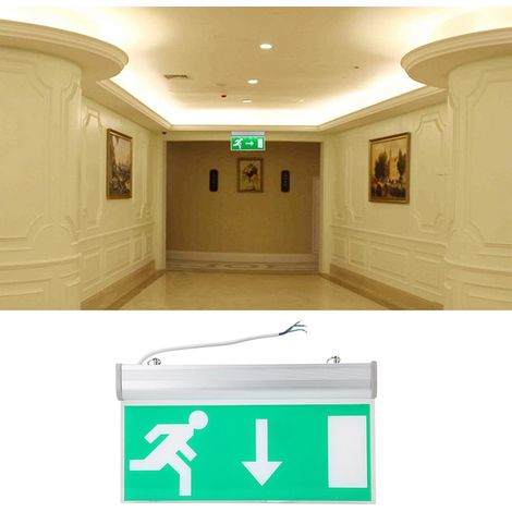 Panneau d'éclairage de sortie de secours LED passage d'évacuation d'urgence indicateur de sortie de sécurité centre commercial supermarché hôtel bibliothèque restaurant applicable