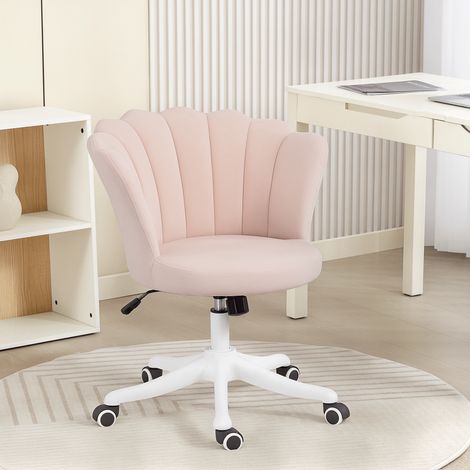 Chaise bureau en velours, chaise coiffeuse avec dossier en pétale, hauteur réglable, 69 x 64 x 80-90 cm, rose (1/5)
