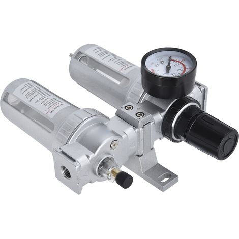 Druckluftfilter- und Regler-Kombinationsset mit Manometer und Wasserabscheider für Kompressoren (2 Stück) SFC200 (1/5)