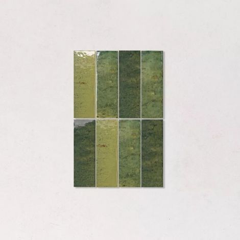 Faience Effet Zellige Vert SABIL 5x15cm Jungle (1/5)