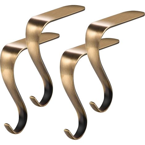 Soporte para calcetines navideños, 4 piezas, ganchos para calcetines navideños, ganchos metálicos para calcetines, pinzas para calcetines navideños, gancho para chimenea navideño, pinzas colgantes par (1/5)