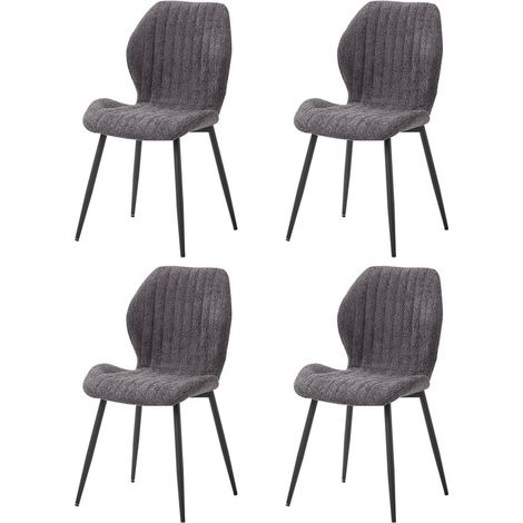 Wokaka – Lot de 4 chaises rétro en lin avec pieds en métal – Hauteur d'assise 50cm – Design nordique pour salle à manger – Confort ergonomique