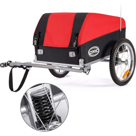 Remorque Velo Cargo avec Amortisseur, Capacité de Charge Jusqu'à 120l et 88lb / 40kg, Remorque de Fret Pliante, Remorque de Transport de Signal de Sécurité de Vélo avec Bâche (Jaune) (1/5)