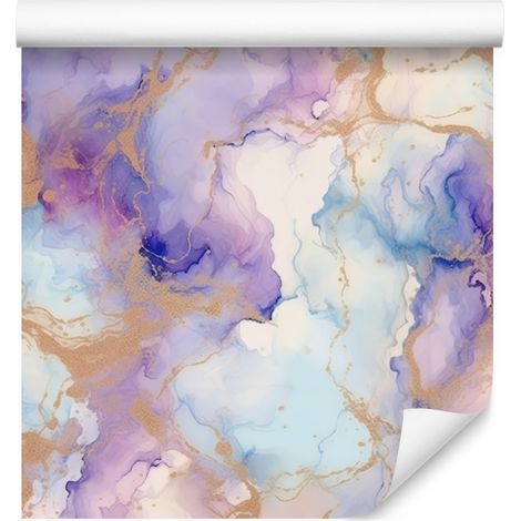 Papel pintado Ink en gris claro, morado y blanco para salón y dormitorio, 50x1000 mm. (1/5)