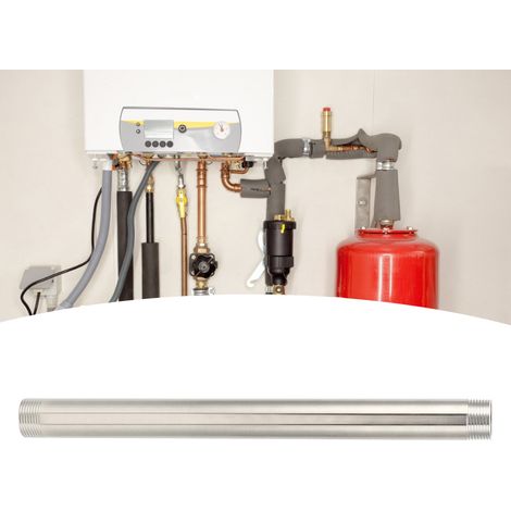Raccord de tuyau fileté en acier inoxydable pour plomberie, gaz, tige d'extension filetée mâle G3/4 de 30 cm (1/5)