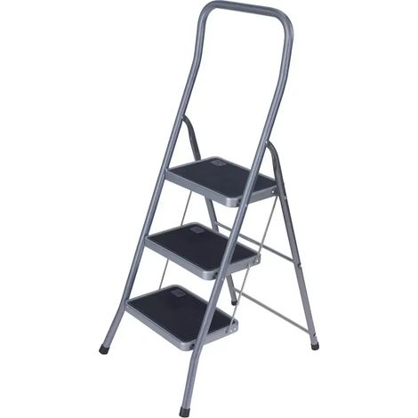 Scaletta Pieghevole Facal 3 Gradini in Acciaio con Gomma Antiscivolo (1/4)