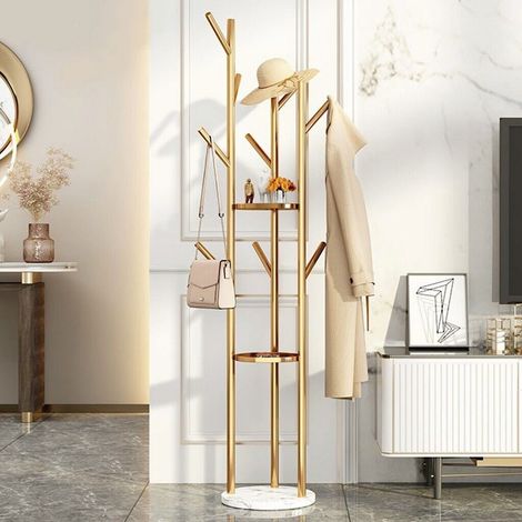 UNHO Perchero Ropa de Pie de Metal y Mármol en Forma de Árbol para Entrada Recibidor Pasillo Dormitorio 32 x 172.5 cm (1/5)