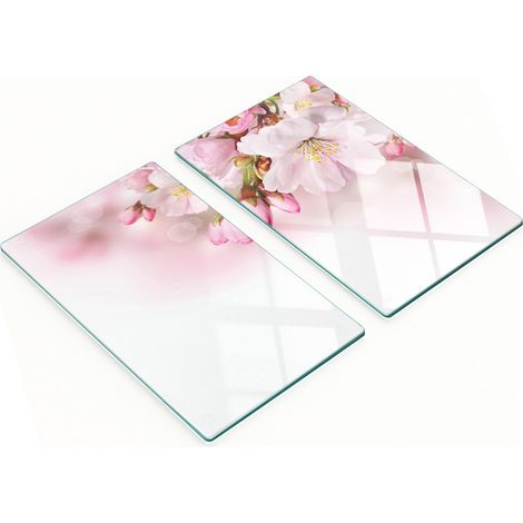 Taglieri decorativi in vetro per snack, con motivo floreale rosa, 2x30x52 cm (1/5)
