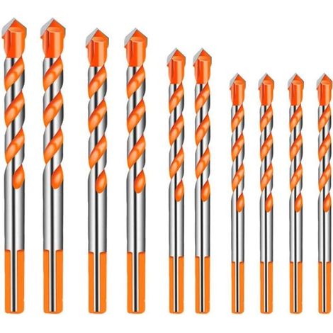 10 Pièces Carbure De Tungstène Maonnerie Foret Ensemble pour Céramique Porcelaine Métal Acier (6/8 /10 /12mm) (1/5)