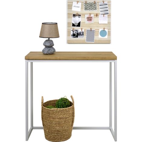 Recibidor iCub Big Wood 80x30x80cm Blanco en madera maciza de pino acabado vintage estilo industrial Box Furniture (1/5)