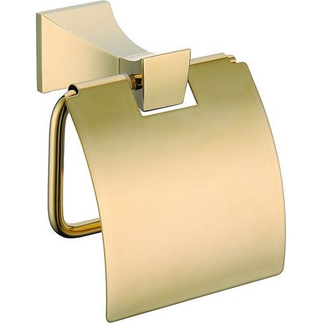Wand-Toilettenpapierhalter mit Deckel, gebürstetes Gold