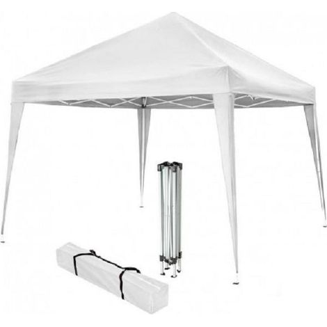 GAZEBO IN ACCIAIO BIANCO 3x2 MT 2,6h - RICHIUDIBILE A OMBRELLO FISARMONICA + SACCA