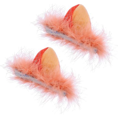 Oreilles de Renard en Peluche Adhésives pour Casque de Moto, Décoration Orange Pratique et Originale pour Casque de Protection Moto (1/5)