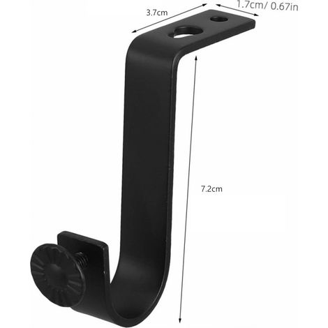 Support de fixation supérieur noir + kit de vis et de colle pour supports de tringle à rideaux de fenêtre et supports d'installation de tringle à rideaux métalliques (1/5)