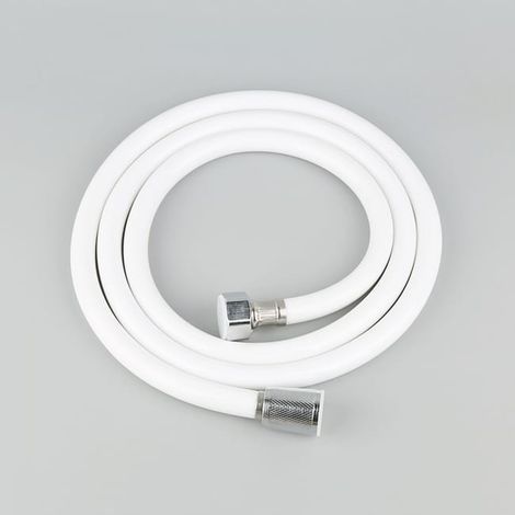 Silicone shower hose, resistant to high temperatures and water leaks, anti-kink and tangle-free, white (1/5)