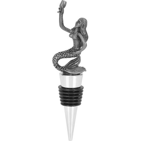 Bouchon de bouteille de vin sirène réutilisable, bouchon hermétique-12x3cm-Silver (1/2)