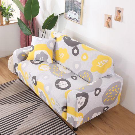 Housse de Canapé 3 Place Extensible Housse Fauteuil avec Accoudoirs Housse Protection pour Canapé Elastique Couvre Canapé Univers, (fauteuil jaune) (1/5)