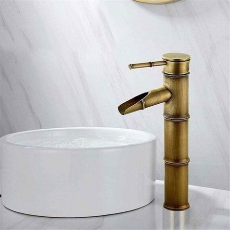 Mitigeur Cascade - Laiton - Sortie Eau Cascade Et Jet Aérateur - Installation Monotrou - Pour Lavabo - 1 Pièce (1/4)