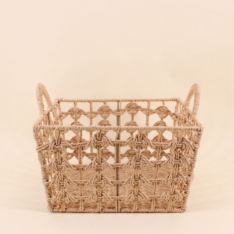 Panier tressé naturel avec poignées 35x35cm