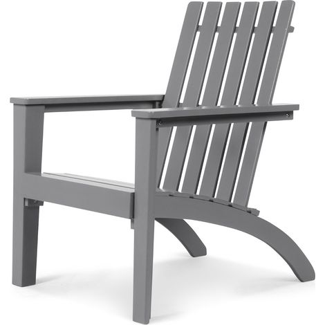 Sedia Adirondack ergonomica di legno da esterno, Poltrona di acacia per cortile piscina balcone giardino Grigio (1/3)