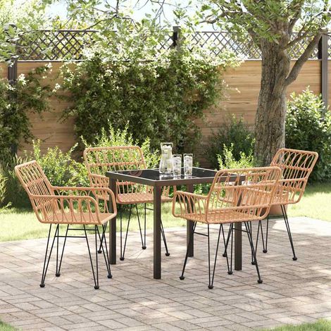 Garten Essgruppe 5 pcs Braun Pulverbeschichteter Stahl (1/5)