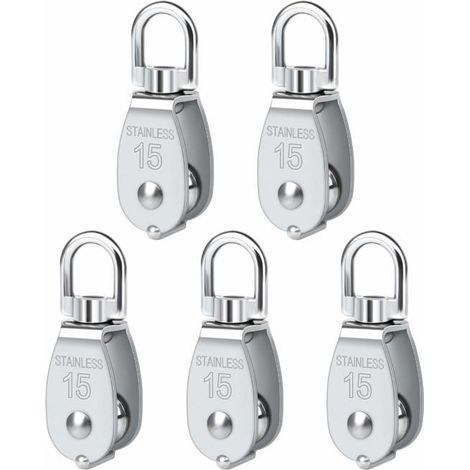 Poulie simple pivotante - M15 - Acier inoxydable 304 - Rotation 360° - Charge 35 kg (1/5)