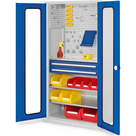 Kappes ®RasterPlan Schubladenschränke 1950x1000x600mm Sichtfenstertüren Modell 31 enzianblau