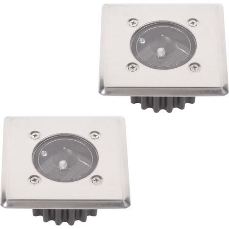 Lot de 2 spots encastrés au sol à LED solaires, carrés de 8,5 x 8,5 cm (1/5)