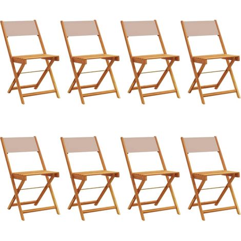 Maison Exclusive - Sedie pieghevoli, 8 pezzi, in tessuto color tortora e legno massello (1/5)