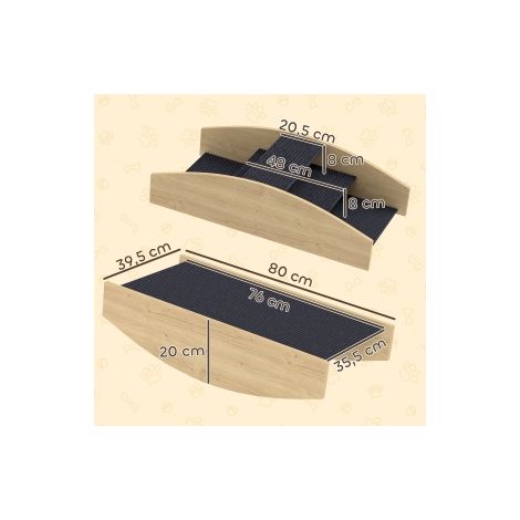Bascule d agility pour chien 2-en-1 en bois naturel avec rampe d équilibre, 80 x 39,5 x 20 cm, pour jardin, parc et plein air (1/5)
