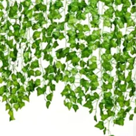 Lierre artificiel grimpant, plante verte décorative pour plafond, feuilles d'eucalyptus (12 pièces) (1/5)