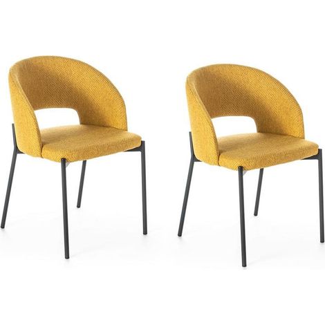 Set 2 Sedie 52x55,5xH78,5 cm in Tessuto Greta Giallo (1/5)