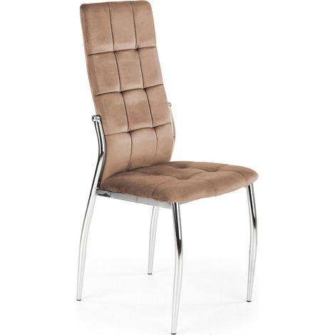 Chaise de salle à manger en velours beige avec pieds en métal Elysium (1/5)