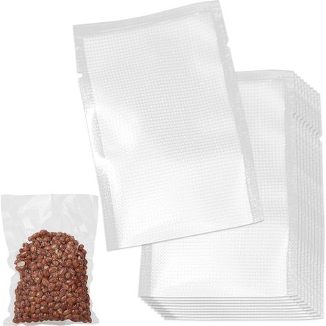 Lot de 100 sacs d'emballage sous vide épais pour le stockage des aliments, 7 x 10 cm, sacs de rangement prédécoupés et hermétiques en plastique à fermeture thermique, pour sceau, thé, biscuits (1/5)